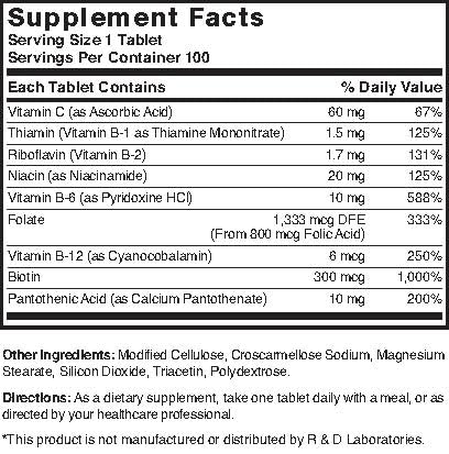 Nature's Blend Full Spectrum B with Vitamin C Powder, 100 Count (1269) โ Gluten Free