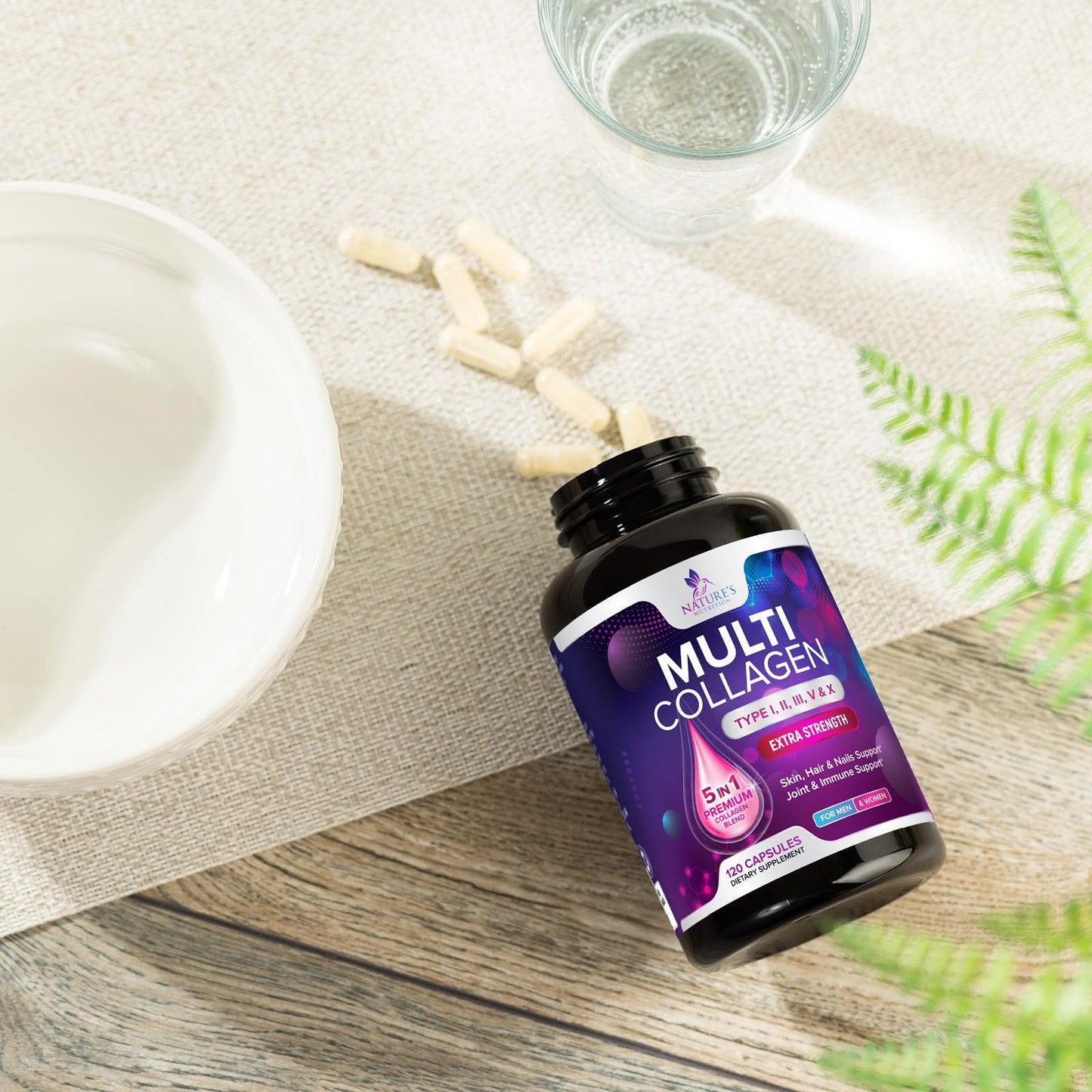 Multi Collagen 2400 mg โ Types I, II, III, V & X | 120 Capsules