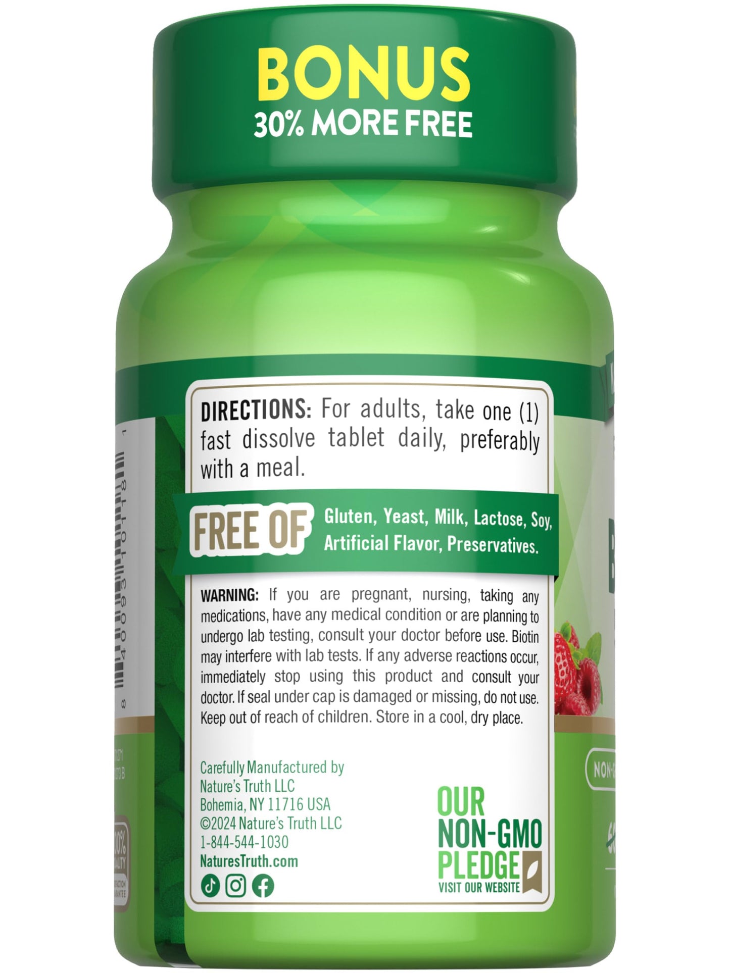 Nature's Truth Biotin 5000mcg | 78 Fast-Dissolve Tablets | Berry Flavor | Vegan, Non-GMO & Gluten Free (Pack of 2)