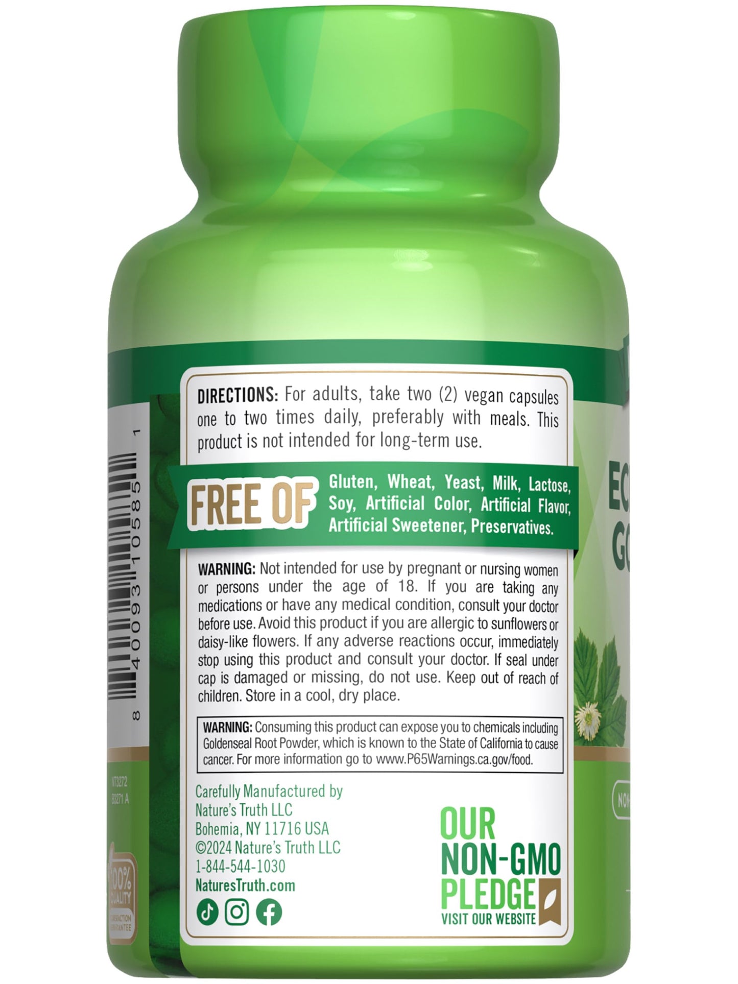 Nature's Truth Echinacea Goldenseal Capsules 1400mg โ Vegan, Non-GMO & Gluten Free (Pack of 2)