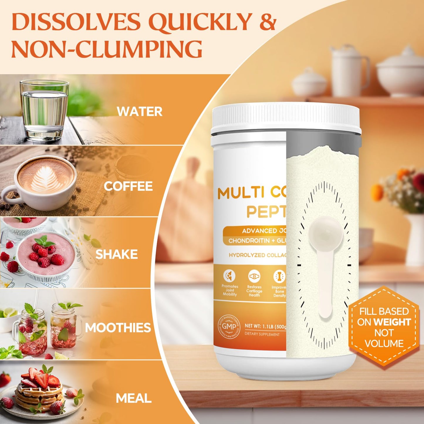 Nature Target Multi-Collagen-Peptides Powder โ Joint Support, 50 Servings, Non-GMO