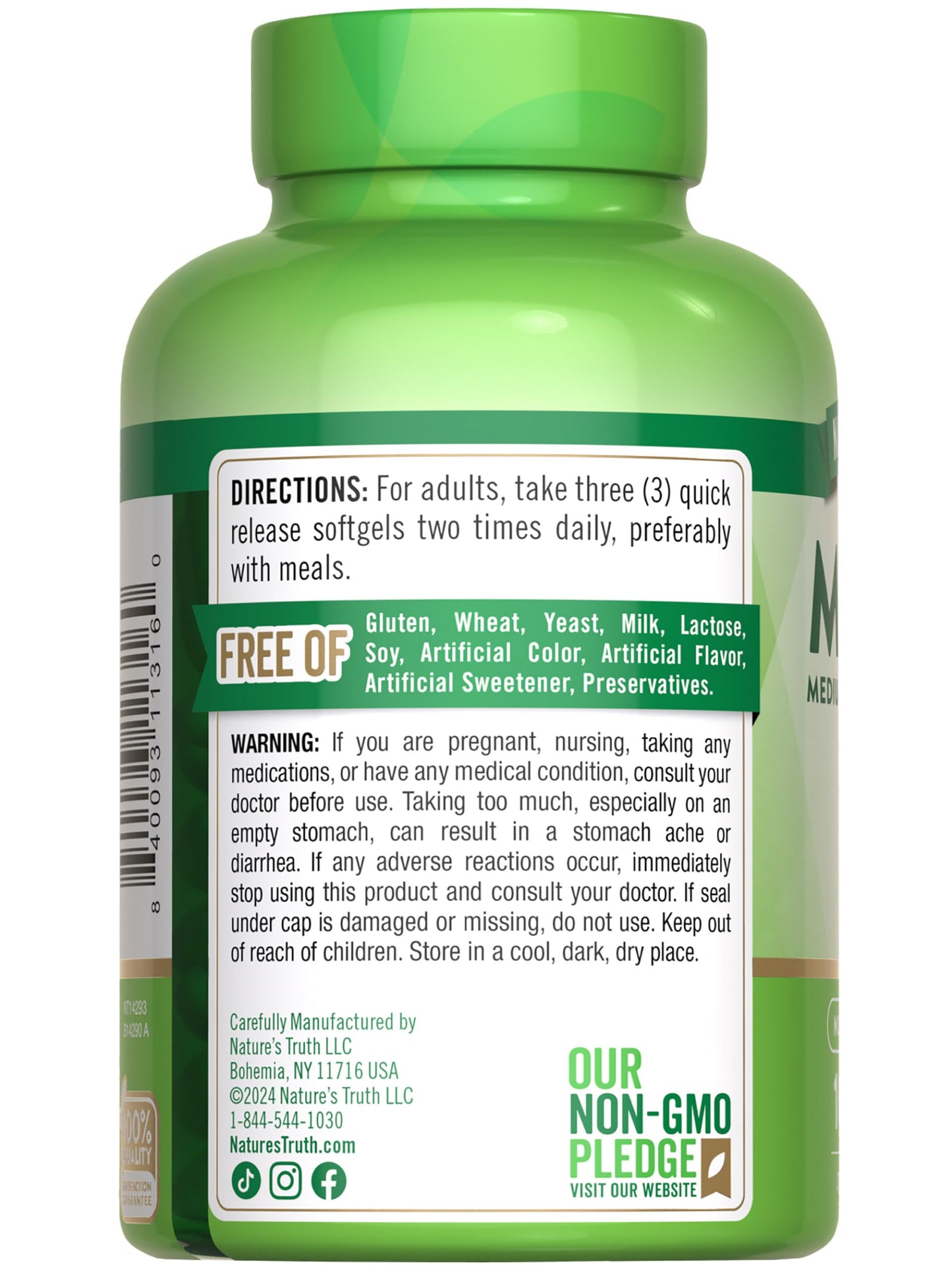 Nature's Truth MCT Oil Pills 3600mg โ 100 Softgels | Keto Friendly, Caprylic & Capric Acid