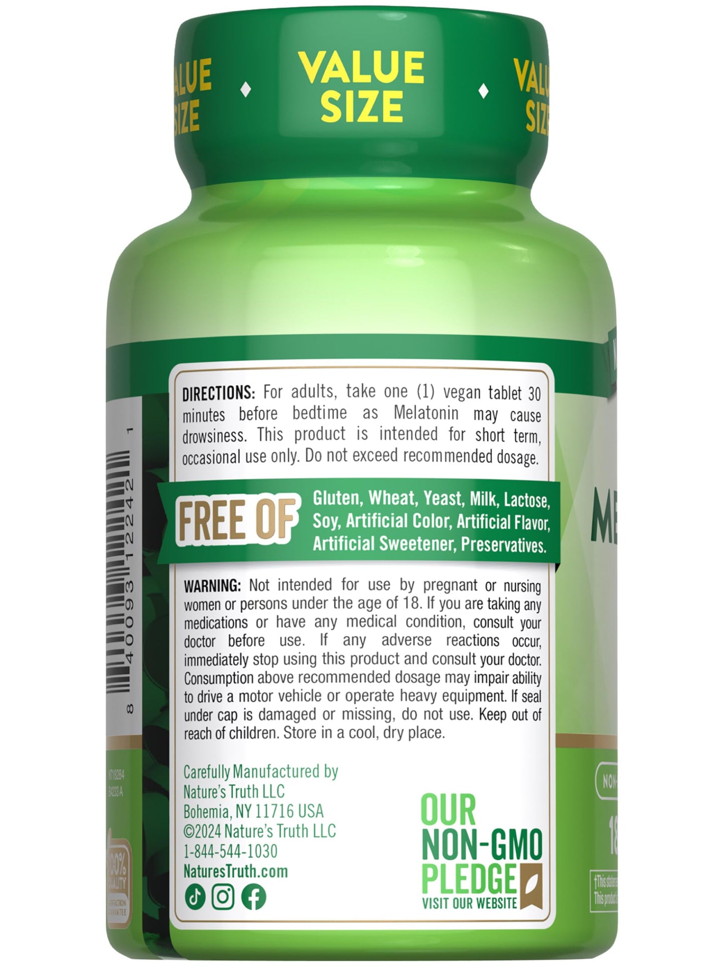 Nature's Truth Melatonin 10mg with L-Theanine โ 180 Count | Vegan, Non-GMO & Gluten Free