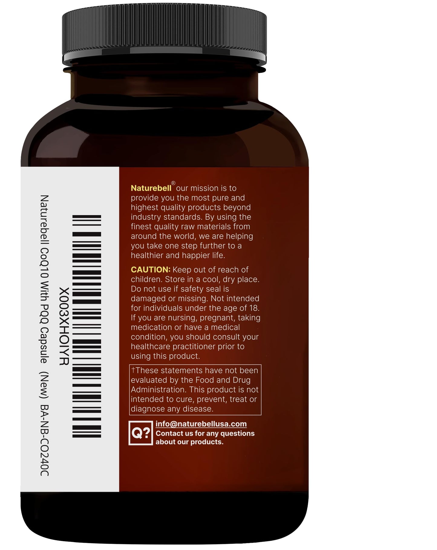 NatureBell CoQ10 200mg with PQQ โ 240 Veggie Capsules | High Absorption