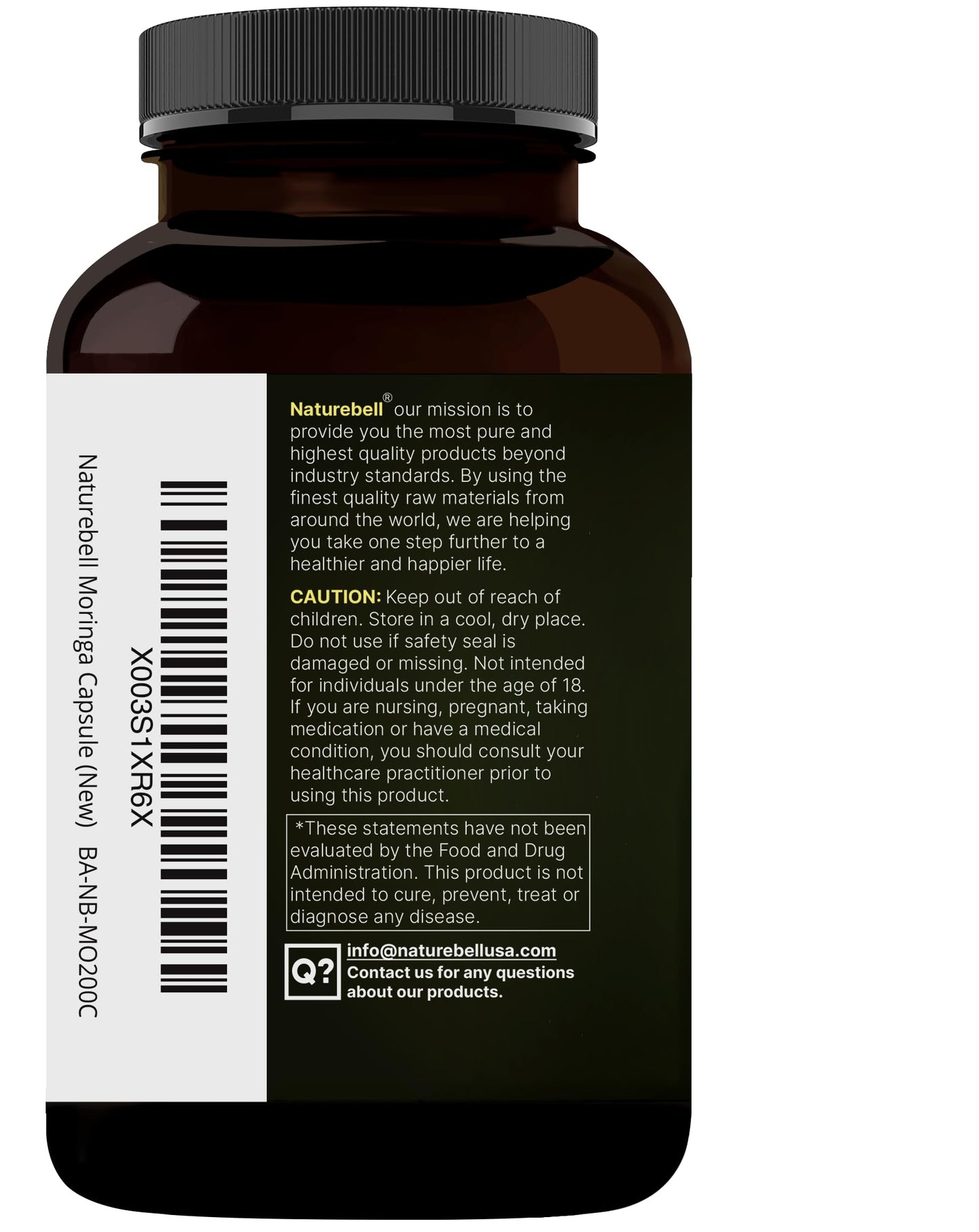 NatureBell Pure Moringa Capsules โ 8,000mg per Serving, 2-Pack, Organic