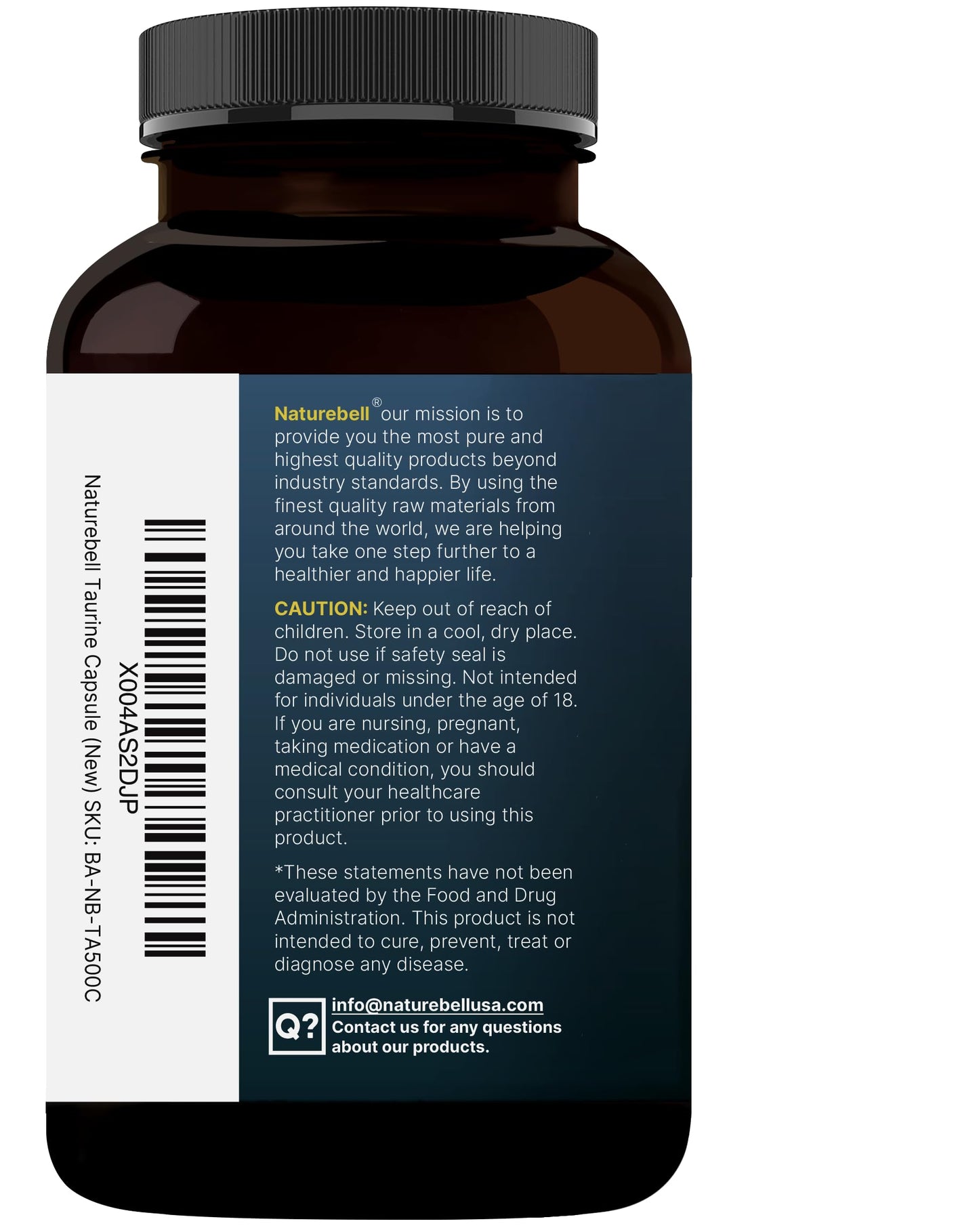 NatureBell Taurine 1,000mg โ 500 Capsules | Double Strength Taurine Supplement โ Non-GMO & Gluten Free