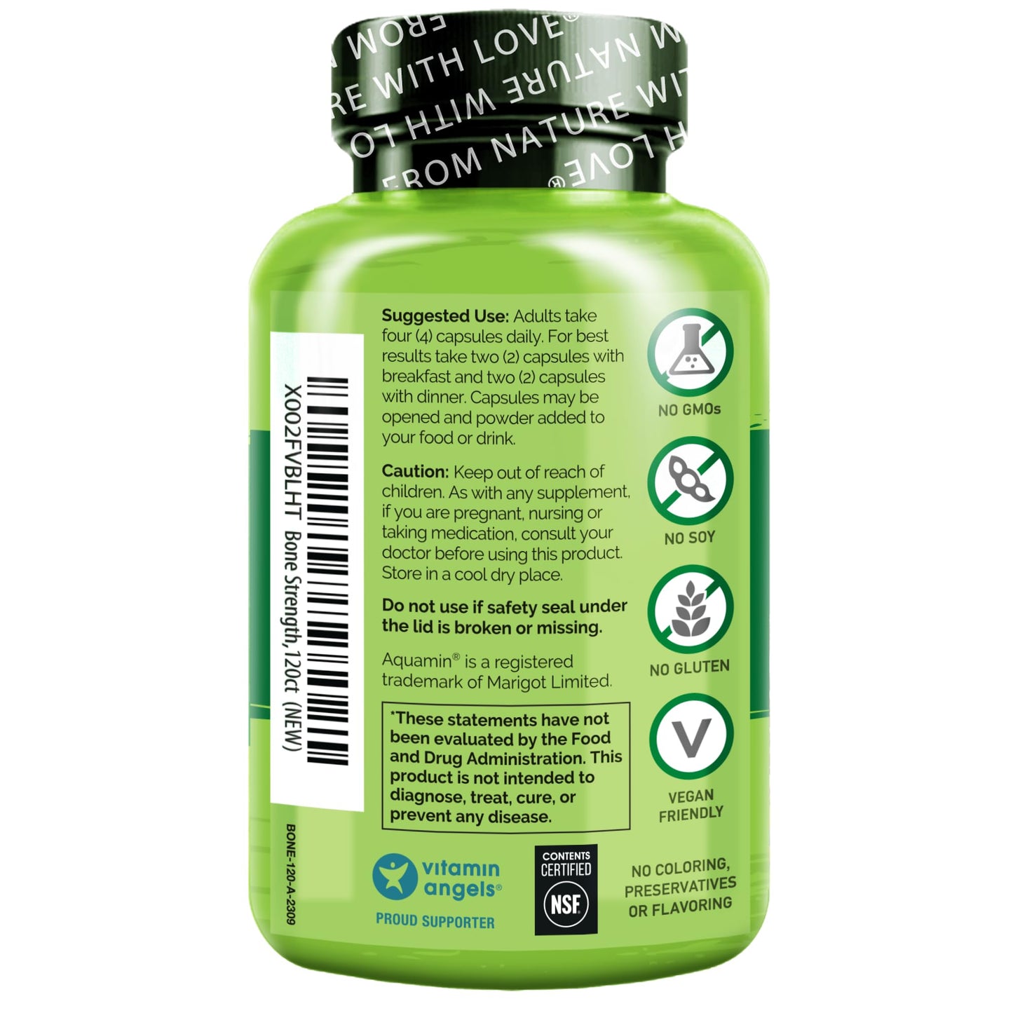 NATURELO Calcium 600 mg with D3, K2, Magnesium & Zinc โ Plant-Based, 120 Veggie Capsules