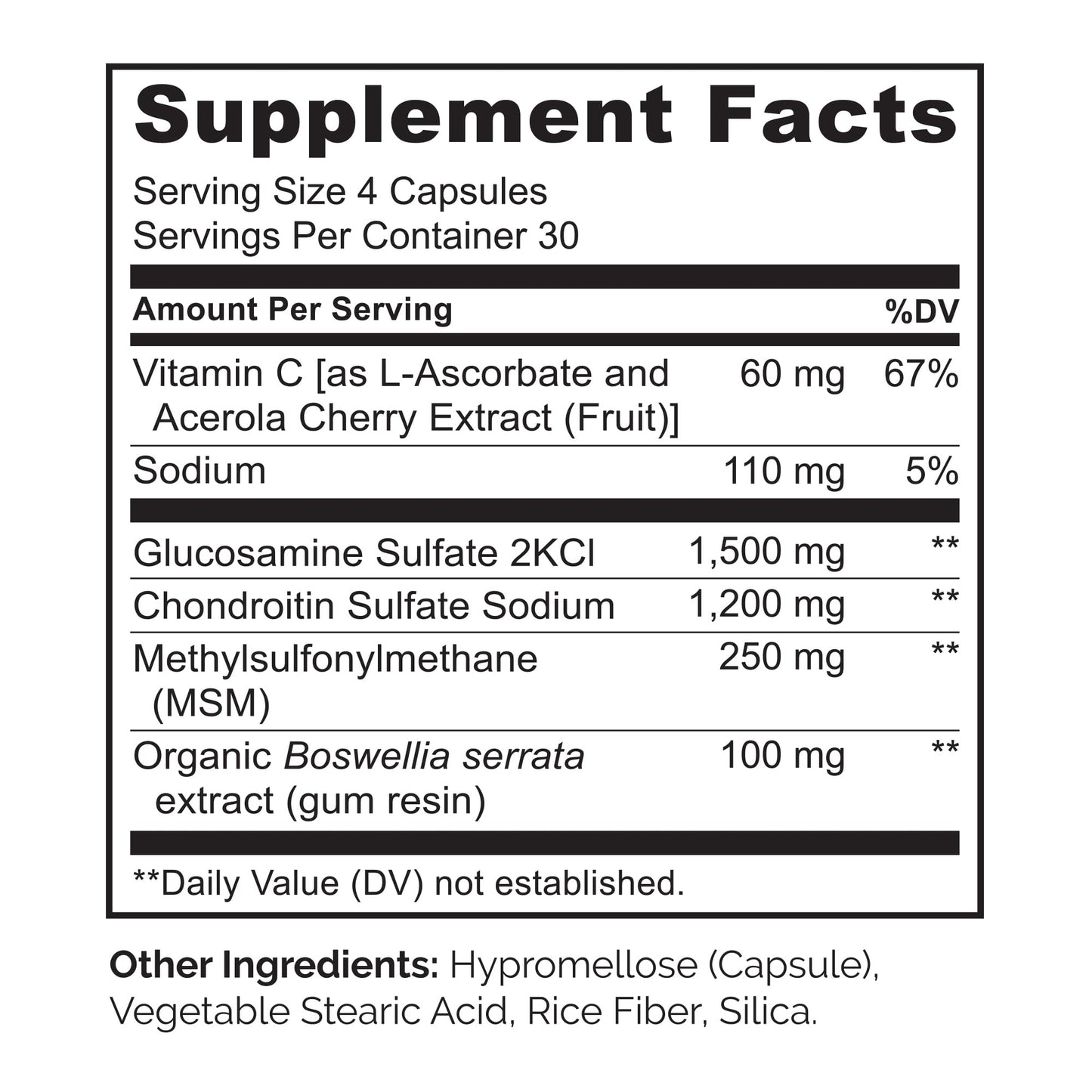 NATURELO Glucosamine Chondroitin MSM with Boswellia โ Joint Support (120 Caps)