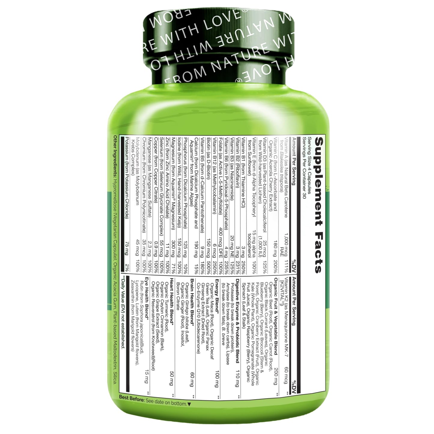 NATURELO Mens Multivitamins โ Whole Food Multivitamin for Men | 120 Vegetarian Capsules