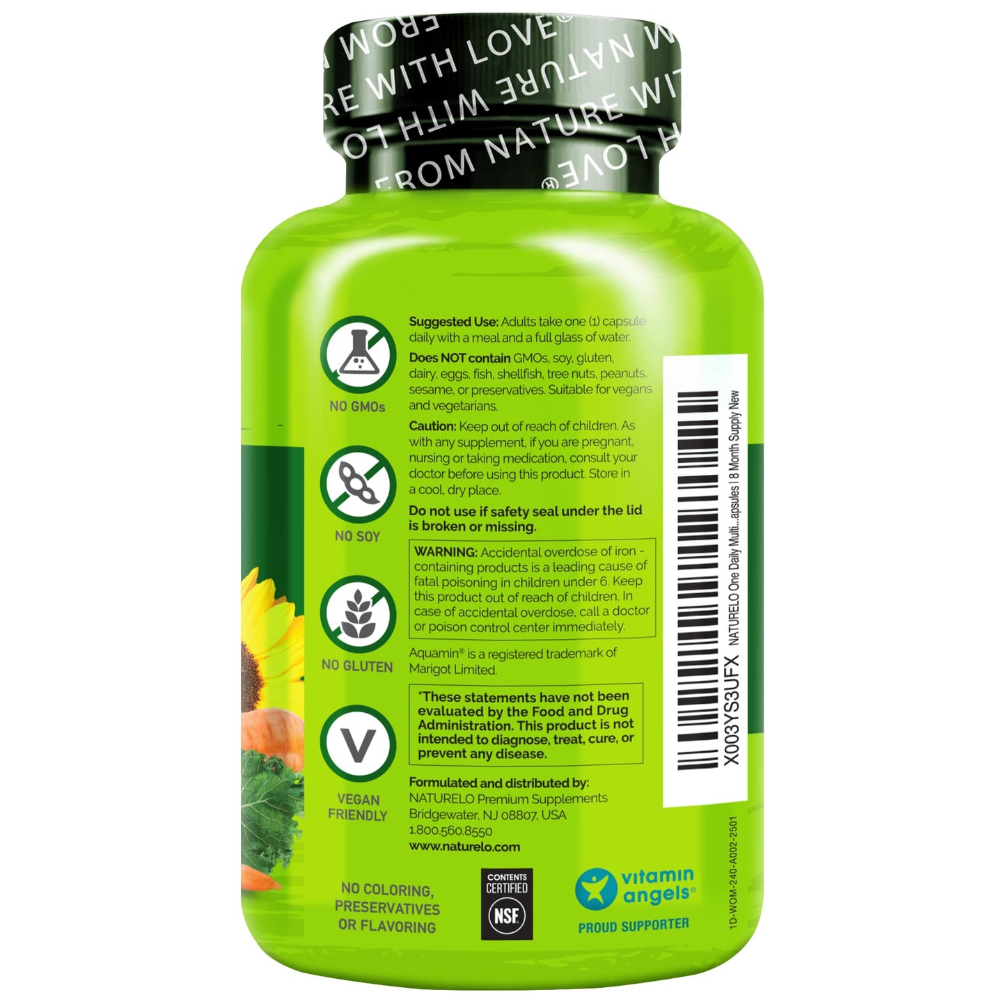 NATURELO One Daily Multivitamin for Women โ 240 Ct | Vegan, Non-GMO, Gluten Free