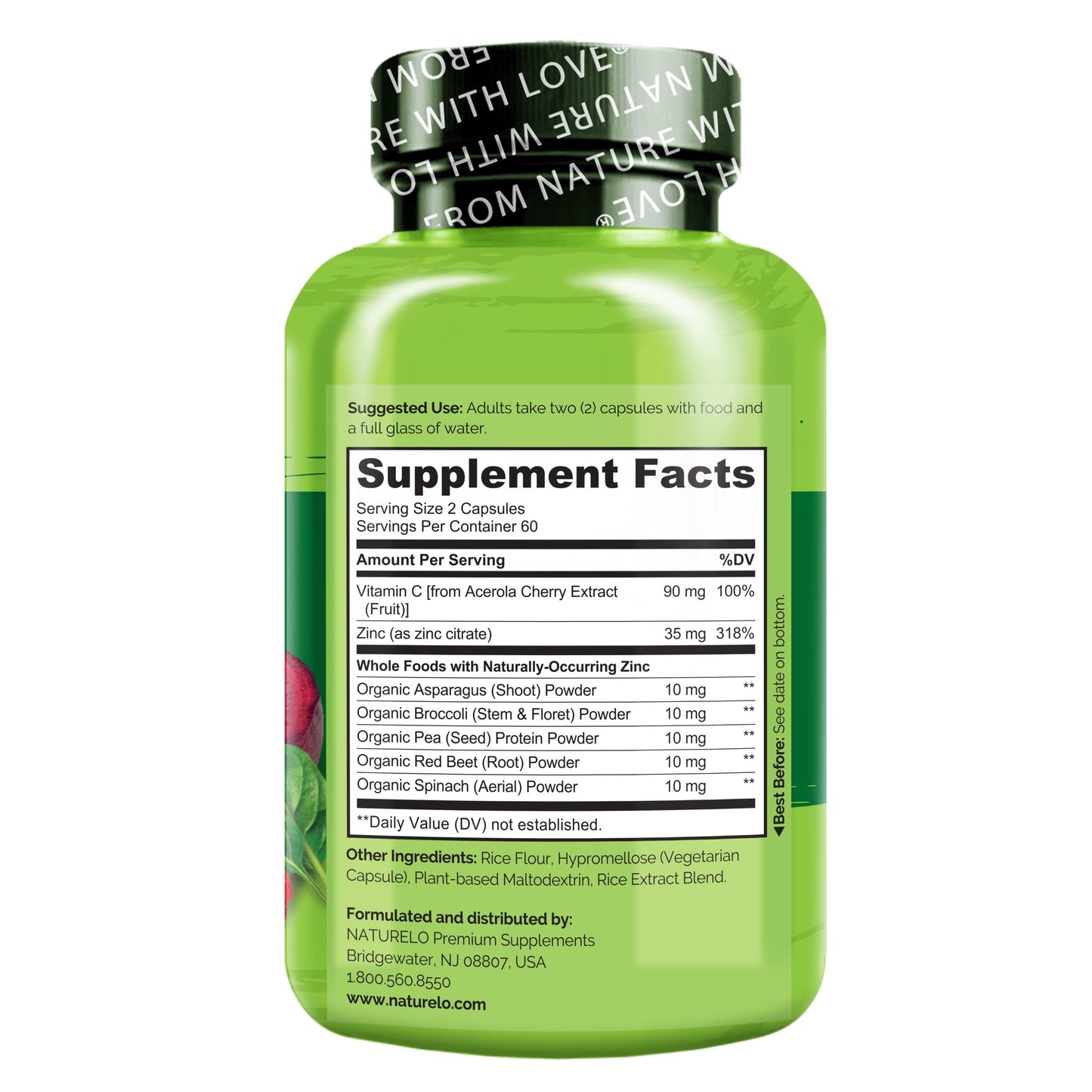 NATURELO Vegan Zinc Immune Support Capsules โ Pack of 2 (120 Capsules)