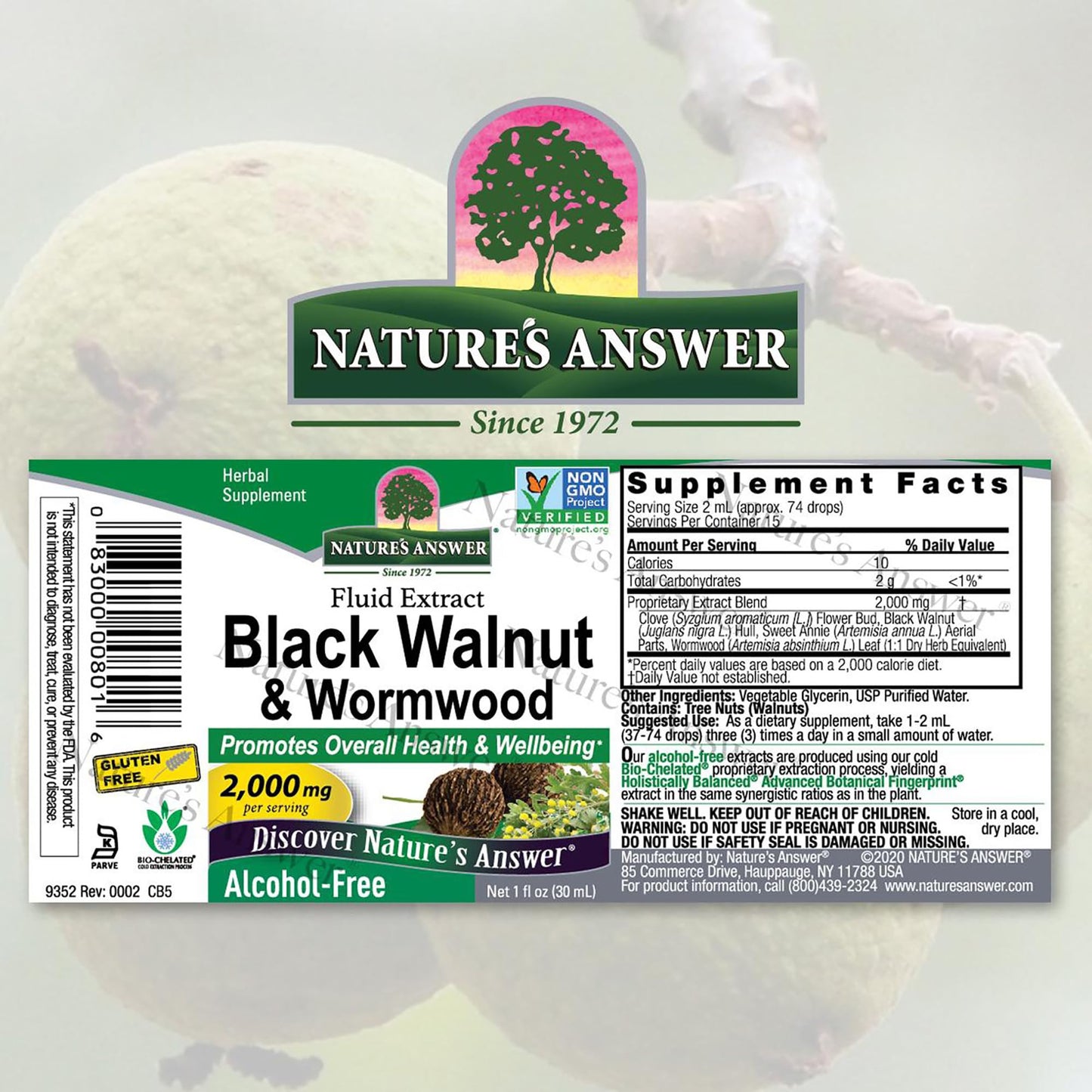Nature's Answer Black Walnut & Wormwood Extract โ 1 oz (30 mL) Liquid, promotes digestion