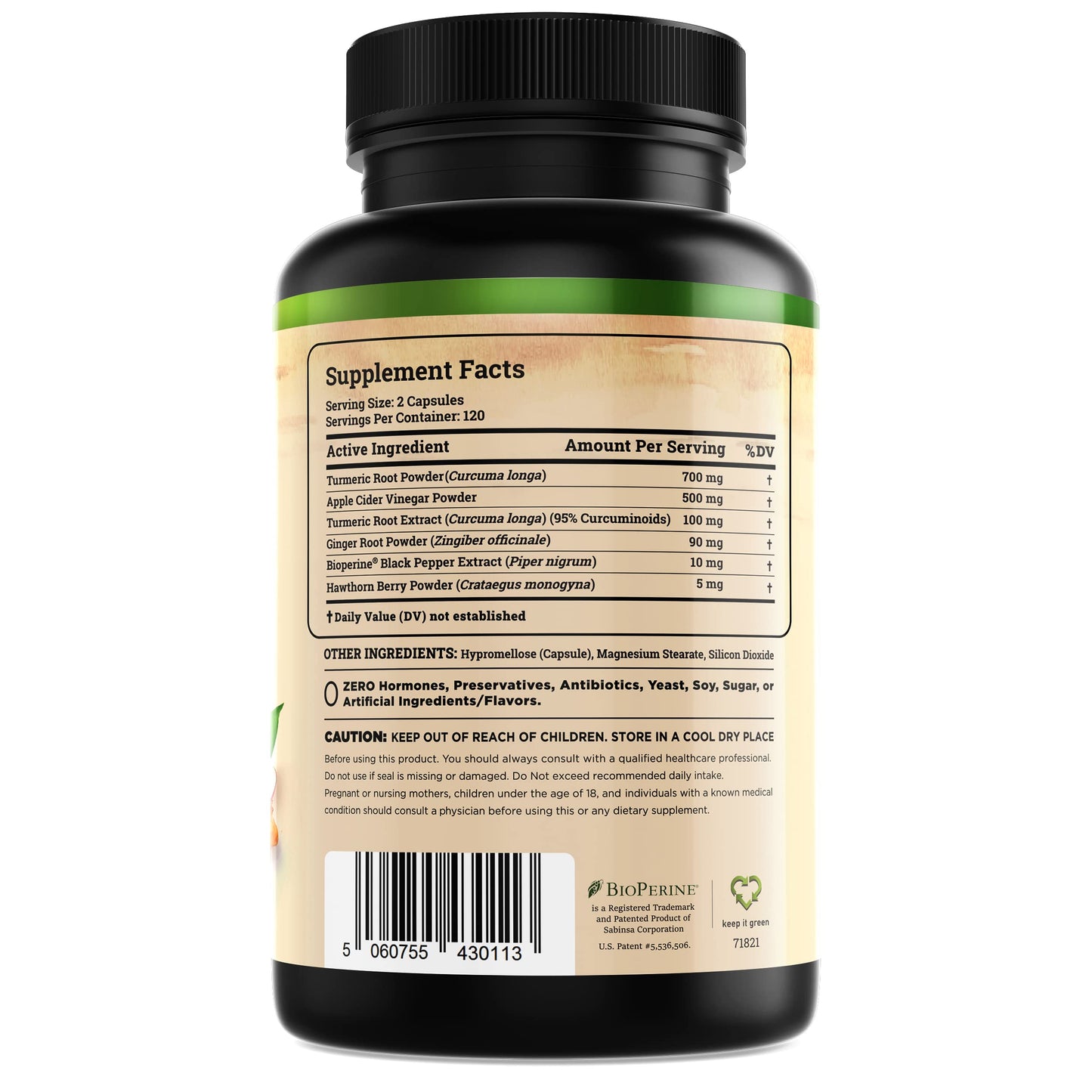 Nature's Base Turmeric & Ginger Supplement with Curcumin, ACV & BioPerine โ 240 Capsules | 95% Curcuminoids