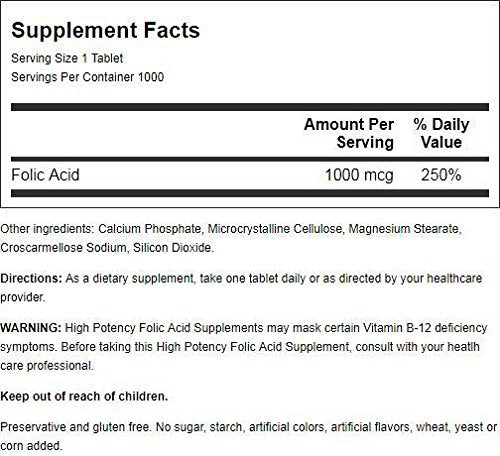 Nature's Blend Folic Acid 1000 mcg โ 1,000 Tabs | Prenatal Health
