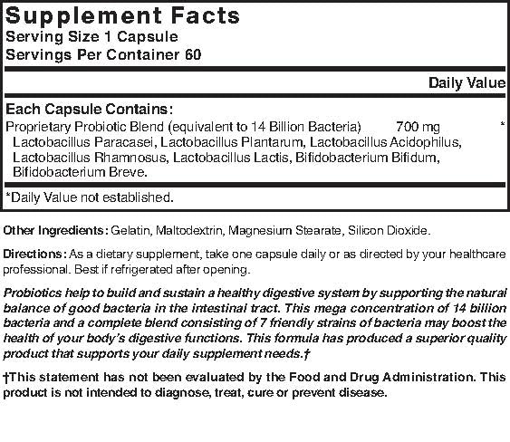 Natures Blend Mega Probiotic Capsules โ 60 Count Per Bottle