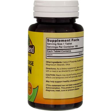 Nature's Blend Niacin Timed Release 250 mg โ 100 Tabs | Gluten Free