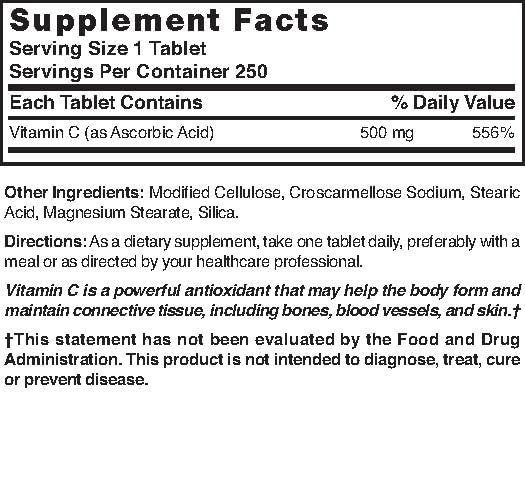 Nature's Blend Vitamin C 500 mg โ 250 Tablets