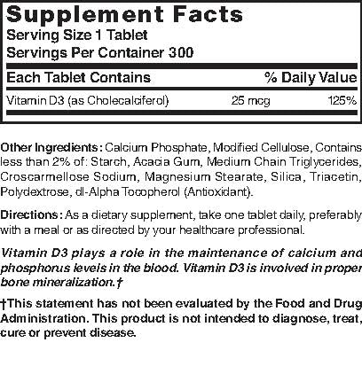 Nature's Blend Vitamin D3 1000 IU โ 300 Tablets | Vitamin D3 Supplement