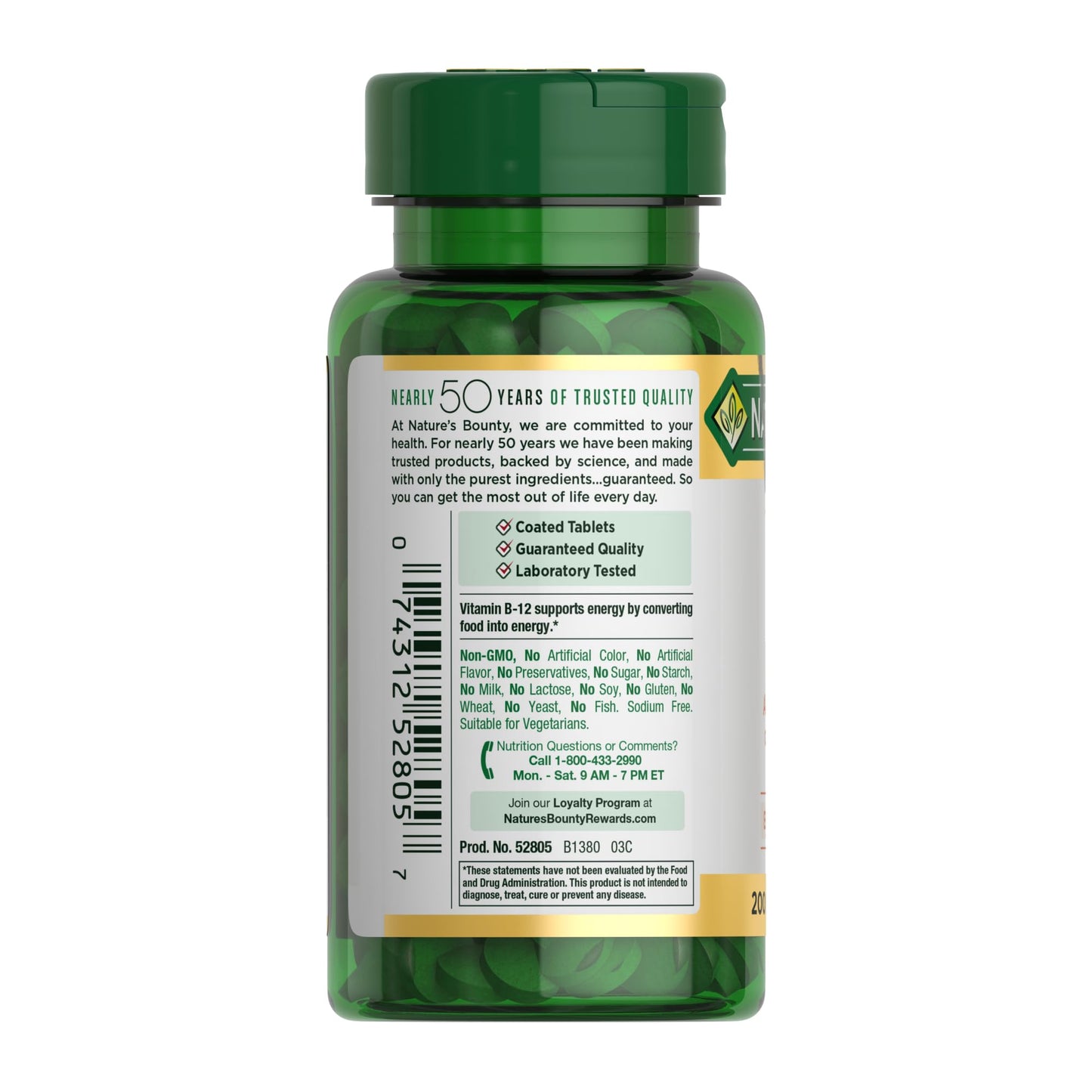 Nature's Bounty Vitamin B12 1000 mcg โ Supports Energy Metabolism, 200 Count
