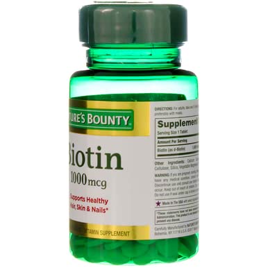 Nature's Bounty Biotin 1000 mcg Coated Tablets โ 100 Count (1 Pack)