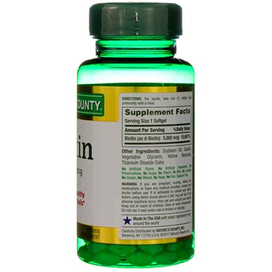 Nature's Bounty Biotin 5000 mcg Liquid Softgels โ Pack of 3 (72 ea)