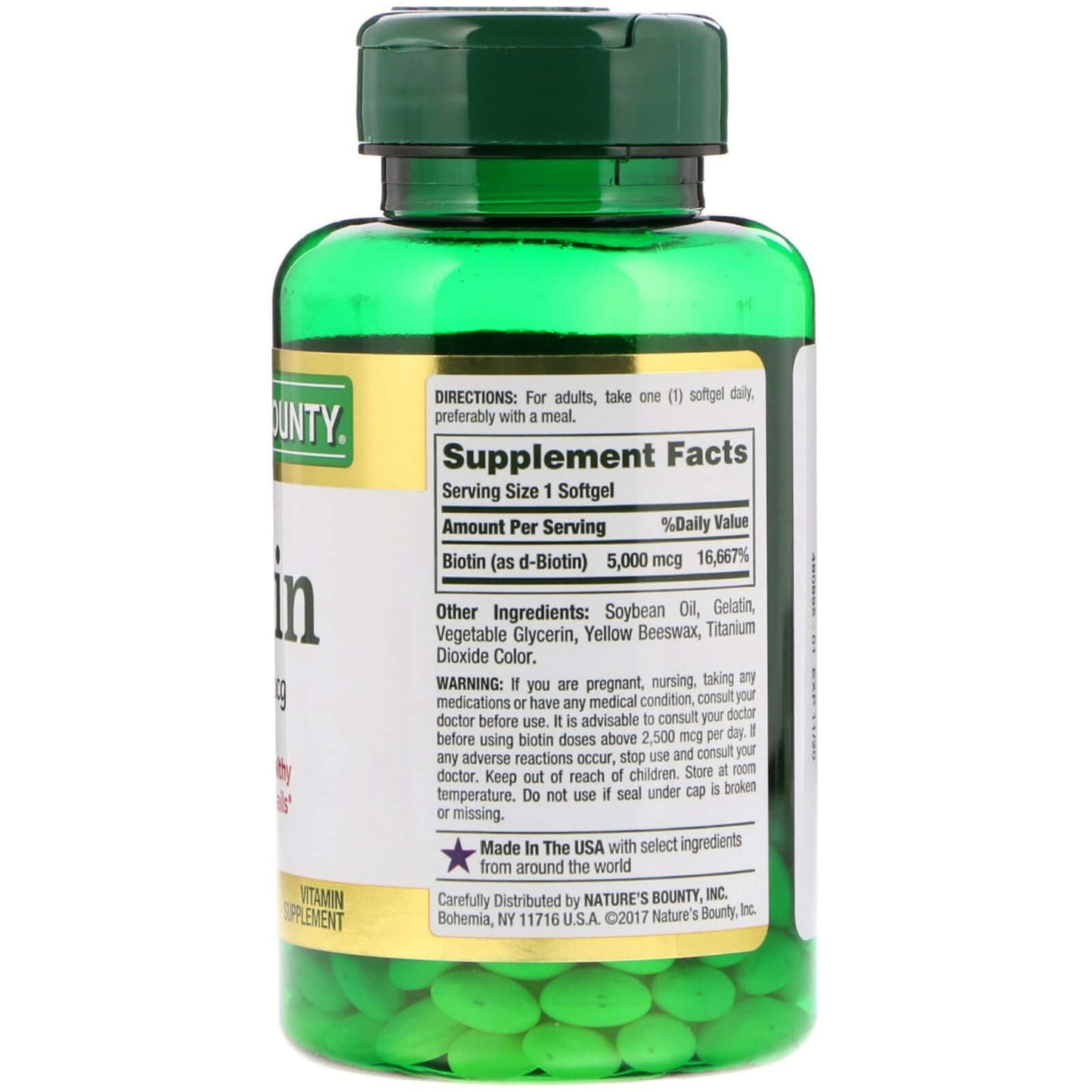 Set of 2 Nature's Bounty Biotin 5000 mcg Softgels โ 300 Softgels Total