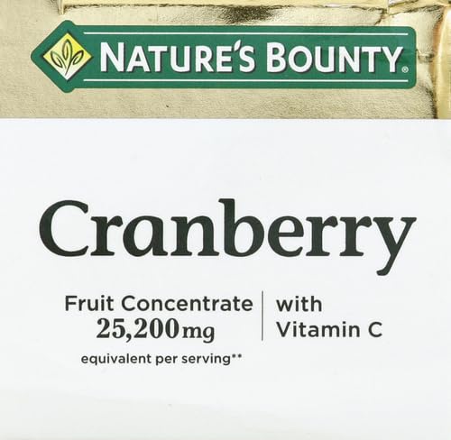 Nature's Bounty Cranberry Dietary Supplement โ Urinary Tract & Immune Support, 60 Softgels, 25,200 mg
