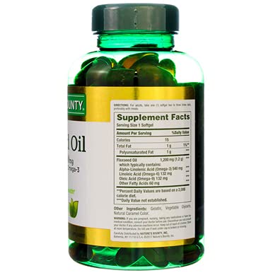 Nature's Bounty Flaxseed Oil 1200 mg, Rapid Release Softgels โ Heart Health & Wellness (125 Count, Pack of 2)