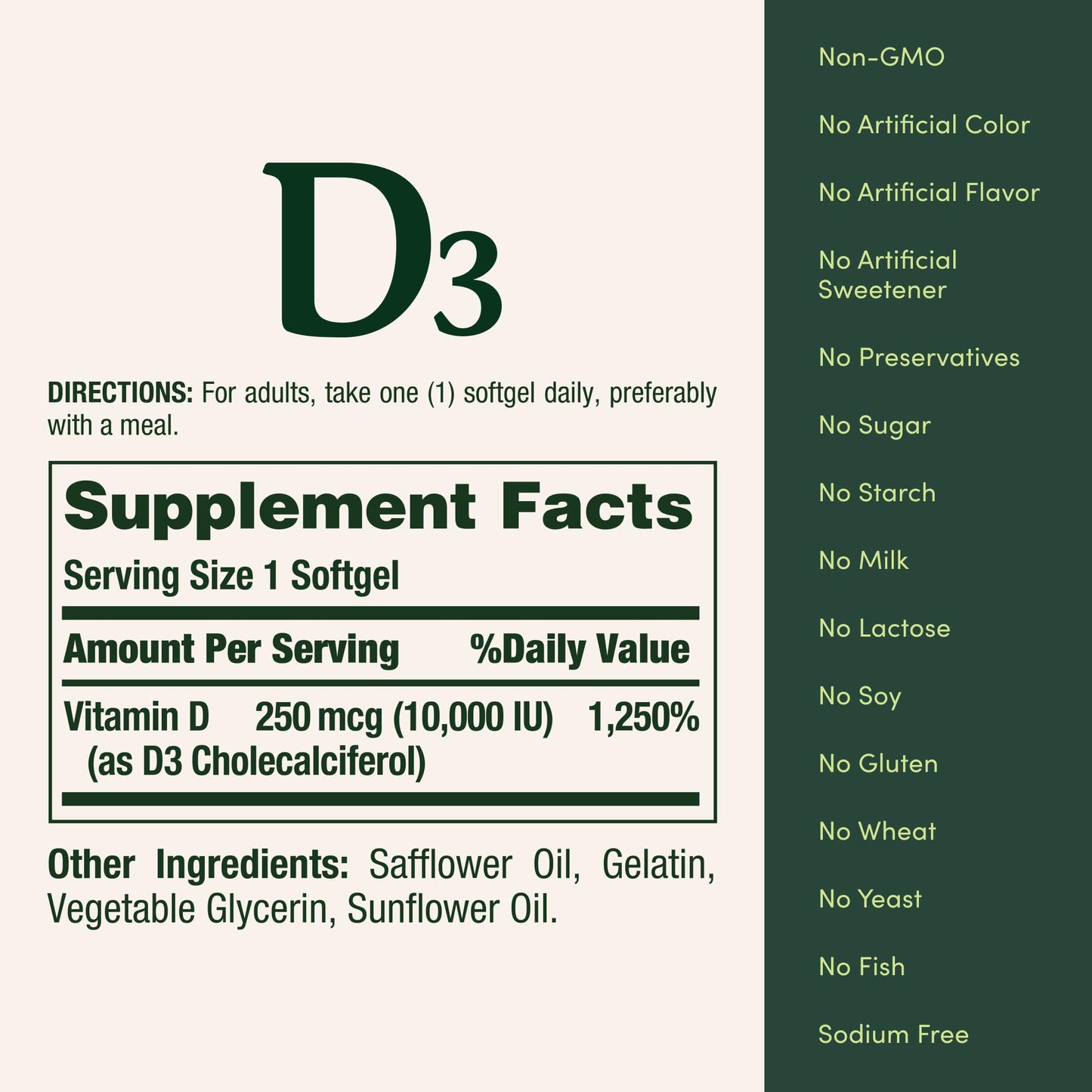 Nature's Bounty Vitamin D3 10000 IU Softgels โ Immune Support & Bone Health (72 Count)