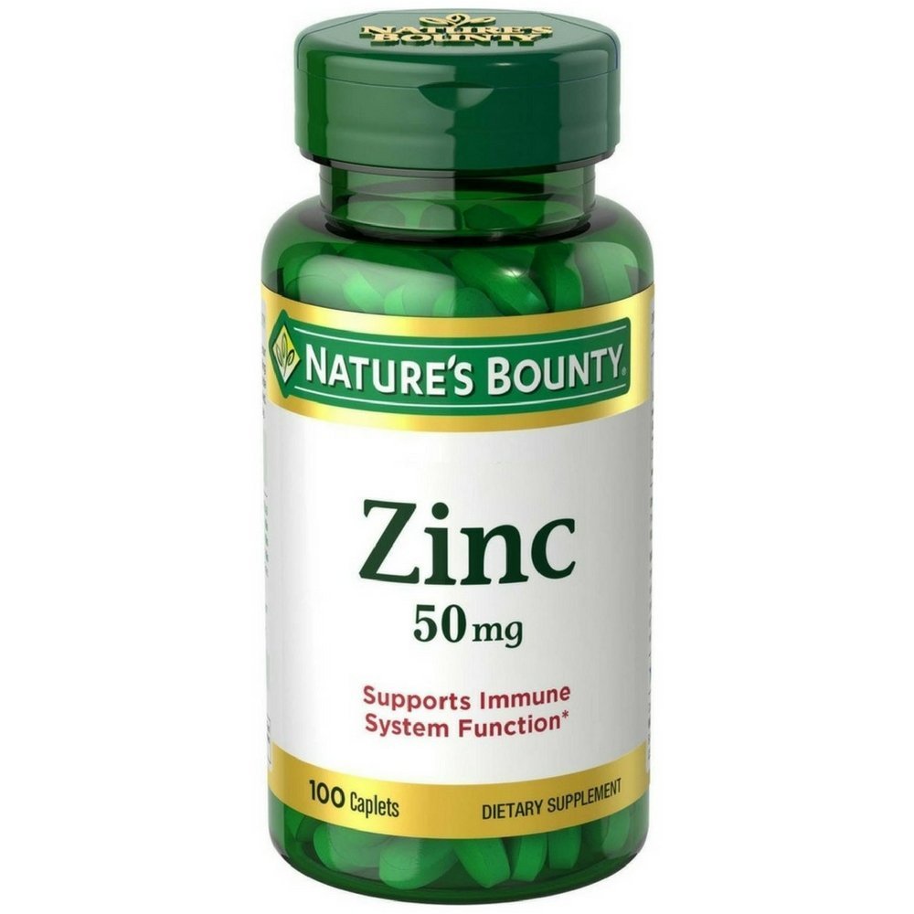 Nature's Bounty Zinc 50 mg Caplets โ Immune Support, 2-Pack (100 Count Each)