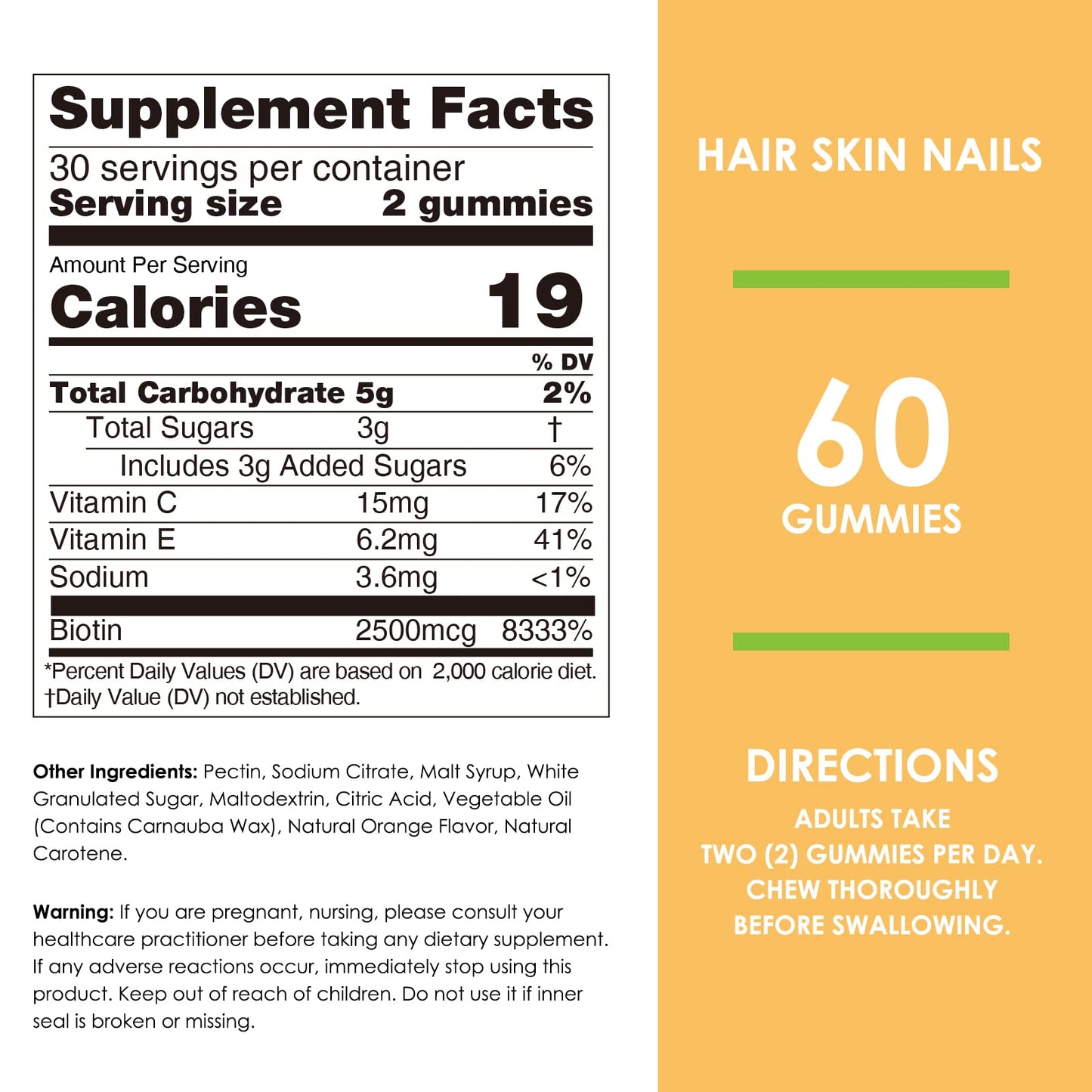 Nature's Key Biotin Gummies with Vitamin C & E โ Vegan, 60 Count