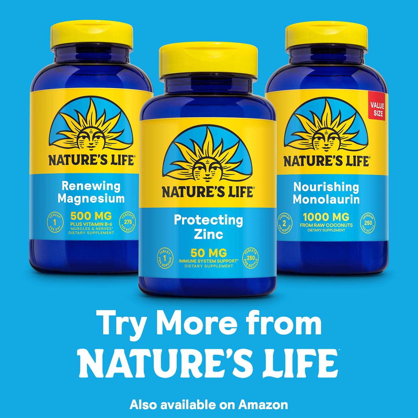 Nature's Life Protecting Zinc 50mg + Copper 2.5mg โ Immune, Bone & Heart Health