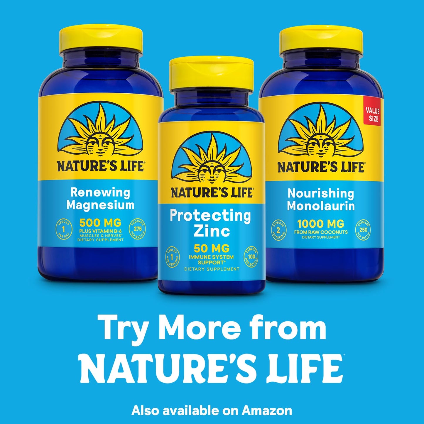 Nature's Life Protecting Zinc 50mg with Copper โ Chelated Zinc for Immune Support, Bone & Heart Health