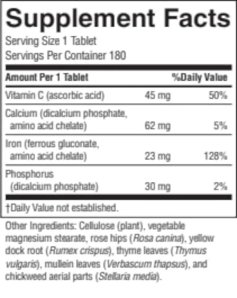 Nature's Sunshine Iron-Chelated 25mg โ 180 Tablets | Circulatory Support & Oxygen Transport