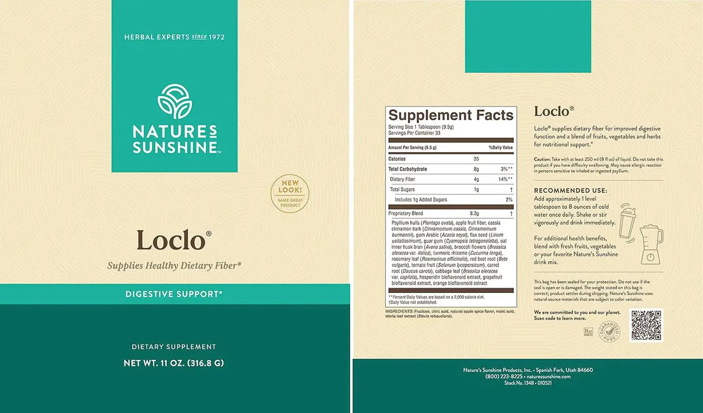 Nature's Sunshine Loclo, 11 oz โ Sodium-Free High-Fiber Supplement