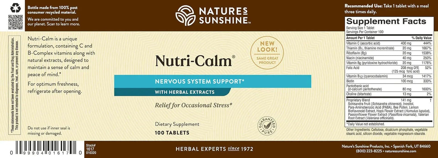 Nature's Sunshine Nutri-Calm β Herbal Stress Relief & Mood Support Supplement (100 Count)