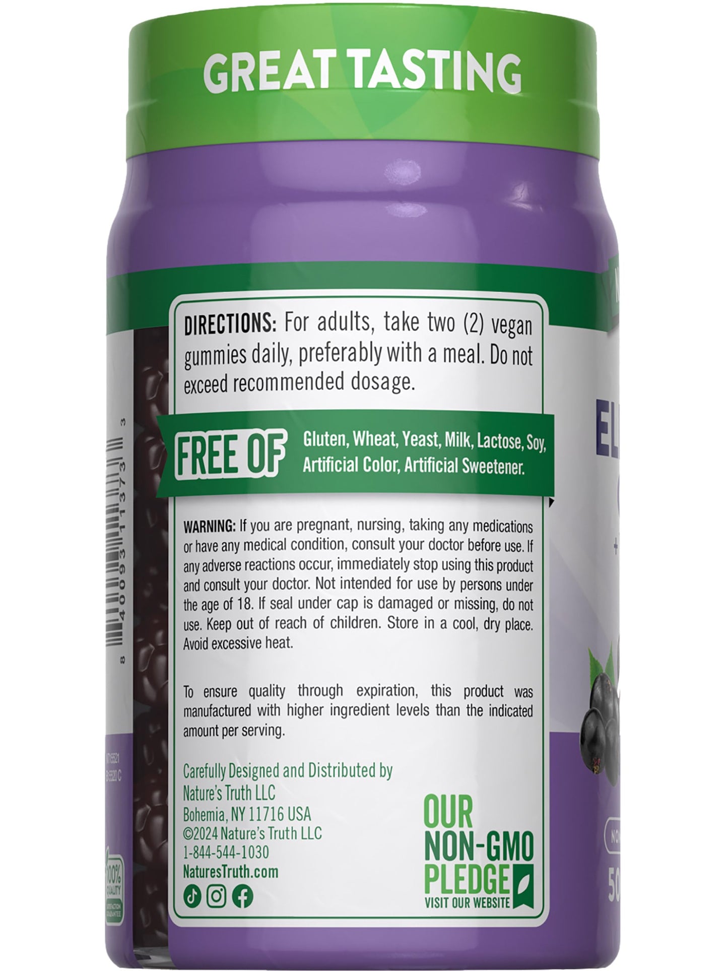 Nature's Truth Black Elderberry Gummies โ Vegan, Gluten Free, Non-GMO | Vitamin C & Zinc