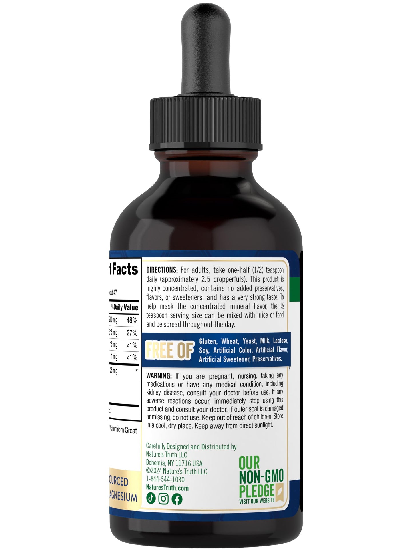 Nature's Truth Ionic Magnesium Liquid Drops โ 200 mg, 4 oz | Electrolytes & Trace Minerals, Vegan, Non-GMO, Gluten Free