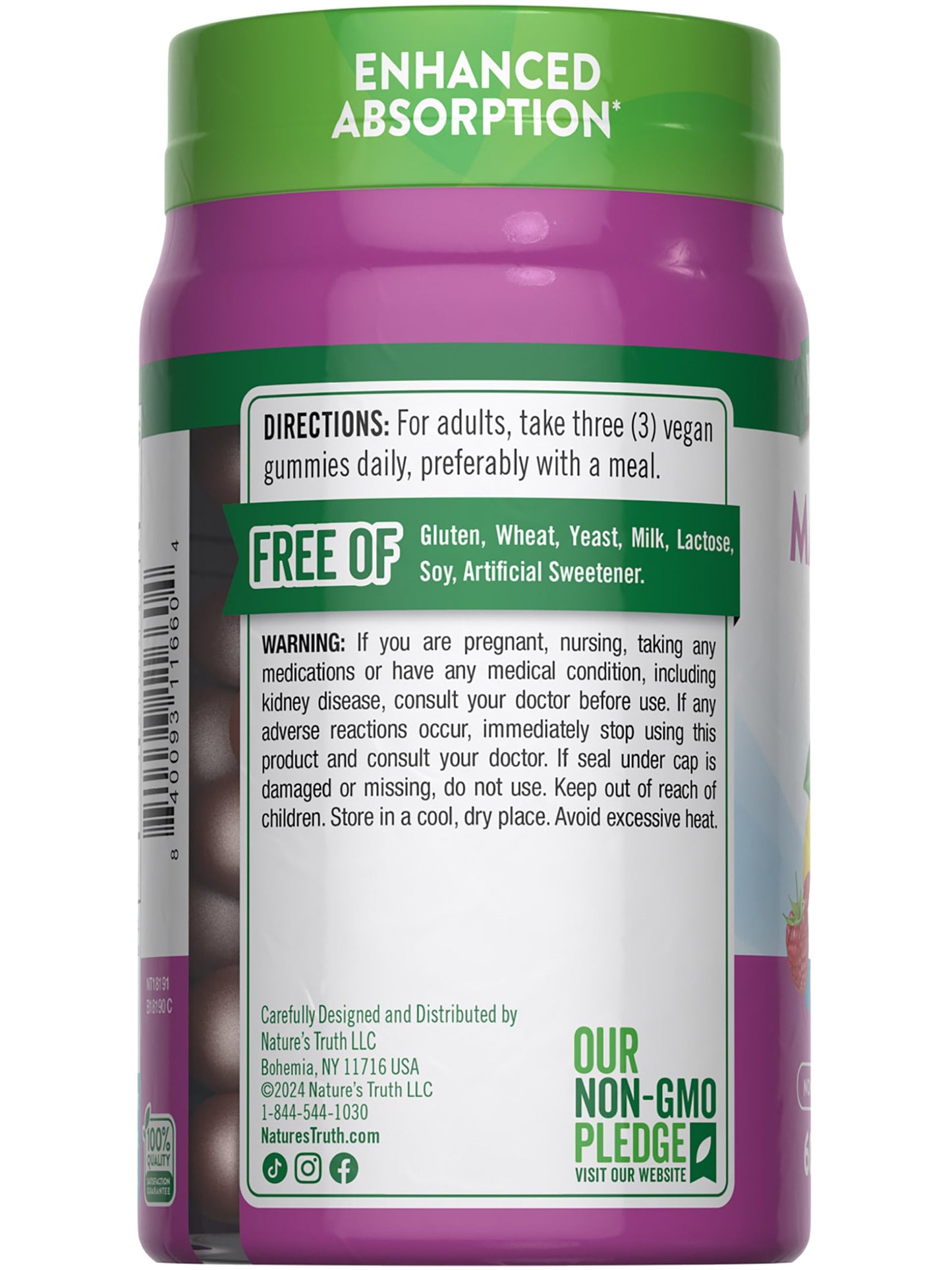 Nature's Truth Magnesium Gummies for Adults โ 200 mg, 60 Count (Pack of 2) | Vegan, Non-GMO & Gluten Free