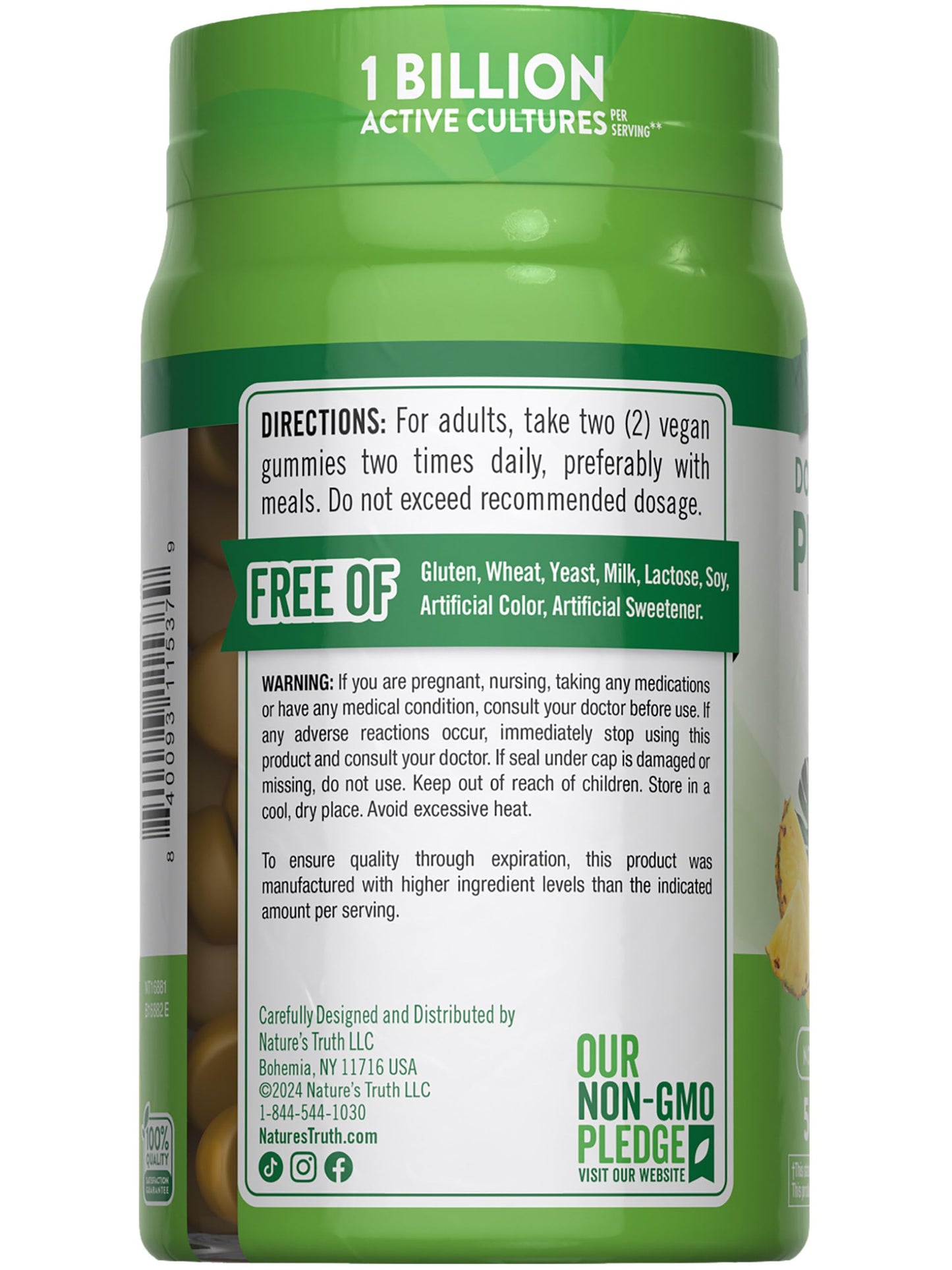 Nature's Truth Probiotic Gummies for Adults, 50 Count (Pack of 2) โ Vegan, Non-GMO & Gluten Free Digestive Health