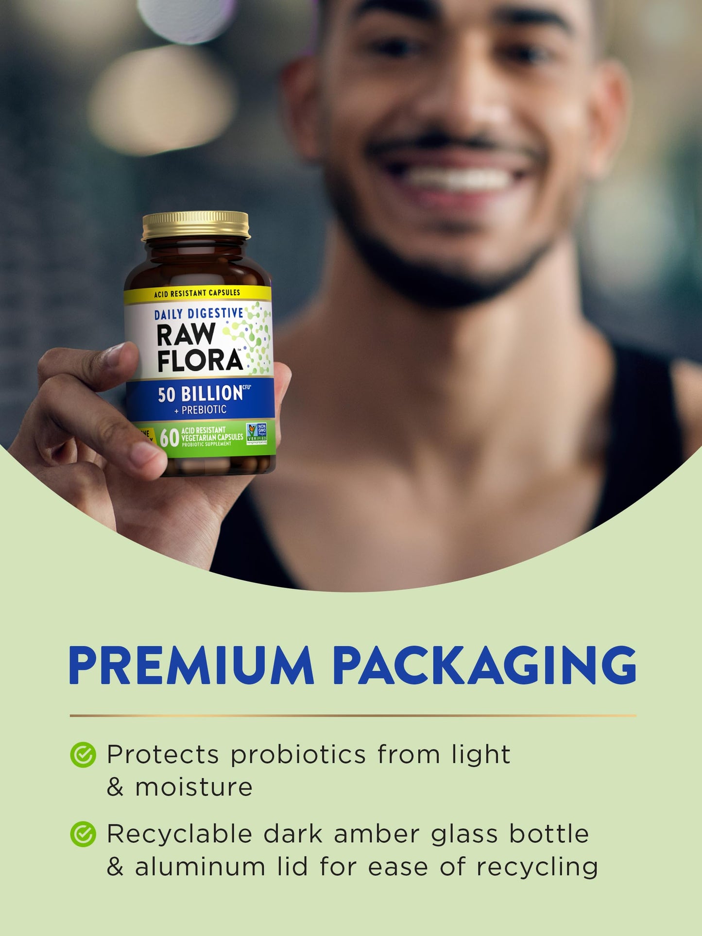 Raw Flora Probiotic with Prebiotics โ 50B CFU Daily Digestive Capsules