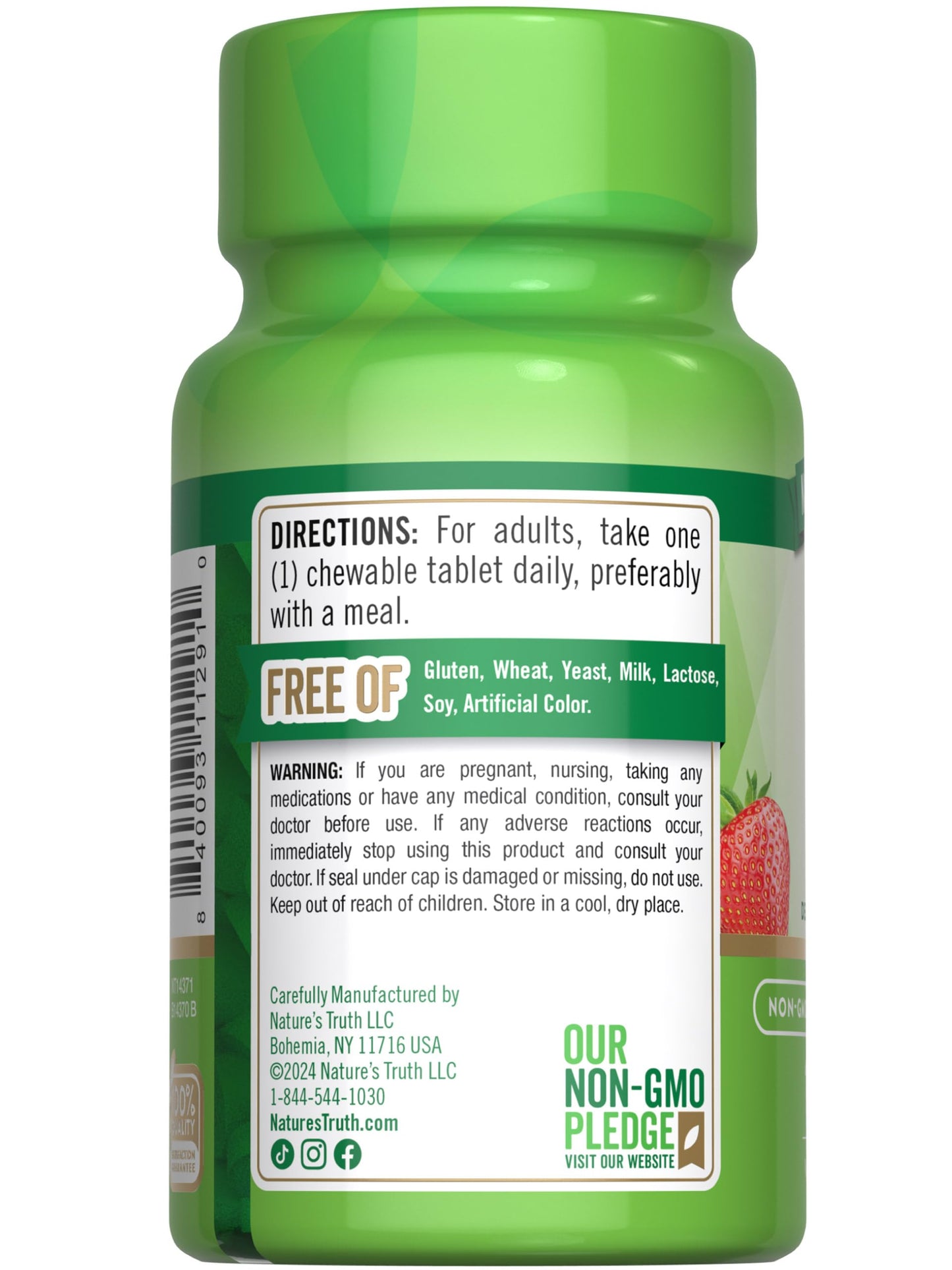 Nature's Truth Chewable Vitamin D3 2,000 IU β Berry Flavor | 100 Tablets | Vegetarian, Non-GMO, Gluten Free | Pack of 2