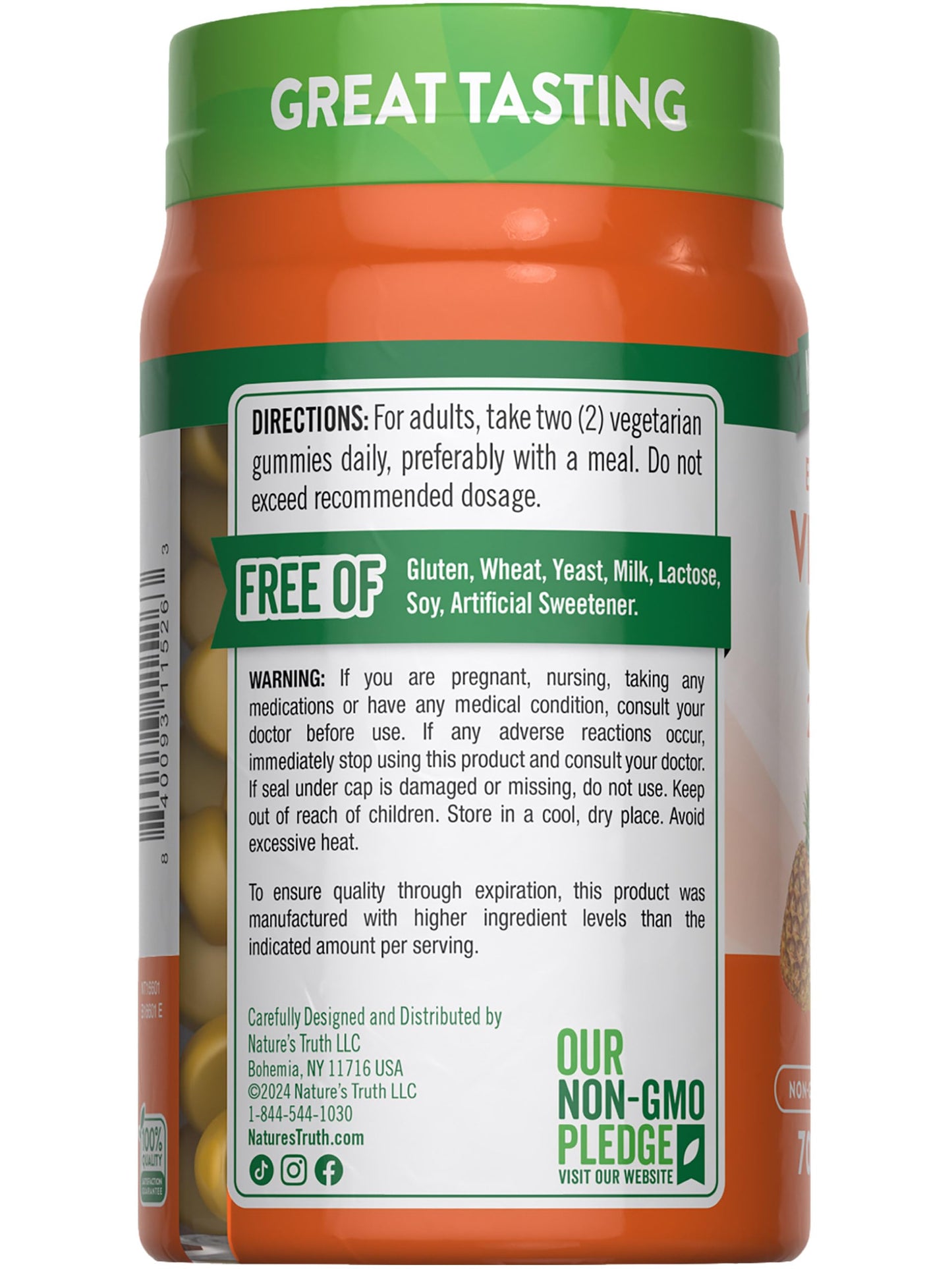 Nature's Truth Vitamin D3 Gummies 2000 IU โ 70 Count, Pineapple Flavor, Vegetarian, Non-GMO, Gluten Free