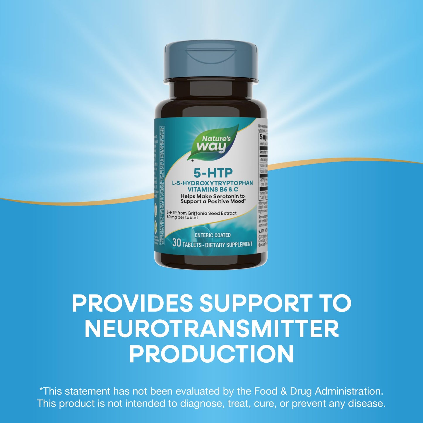 Nature's Way 5-HTP (L-5-Hydroxytryptophan) with Griffonia Bean Extract, Vitamin B6 & Vitamin C โ 30 Tablets (2 Pack)