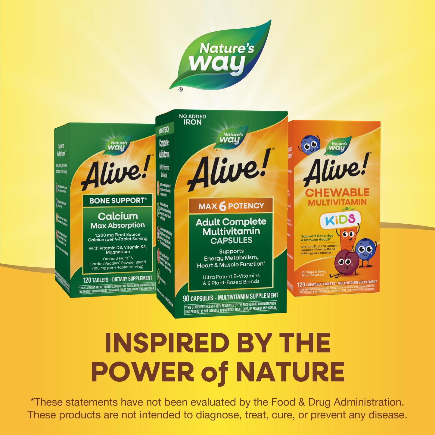 Nature's Way Alive! Max6 Potency Adult Complete Multivitamin โ 22 Vitamins, 6 Plant Blends, No Added Iron | 90 Capsules