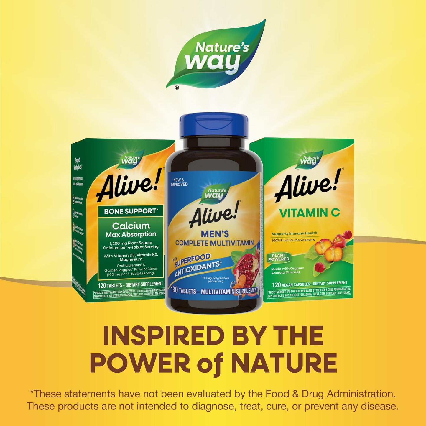 Nature's Way Alive! Men's Complete Multivitamin โ Energy & Muscle Support, Gluten Free, 130 Tablets (Packaging May Vary)