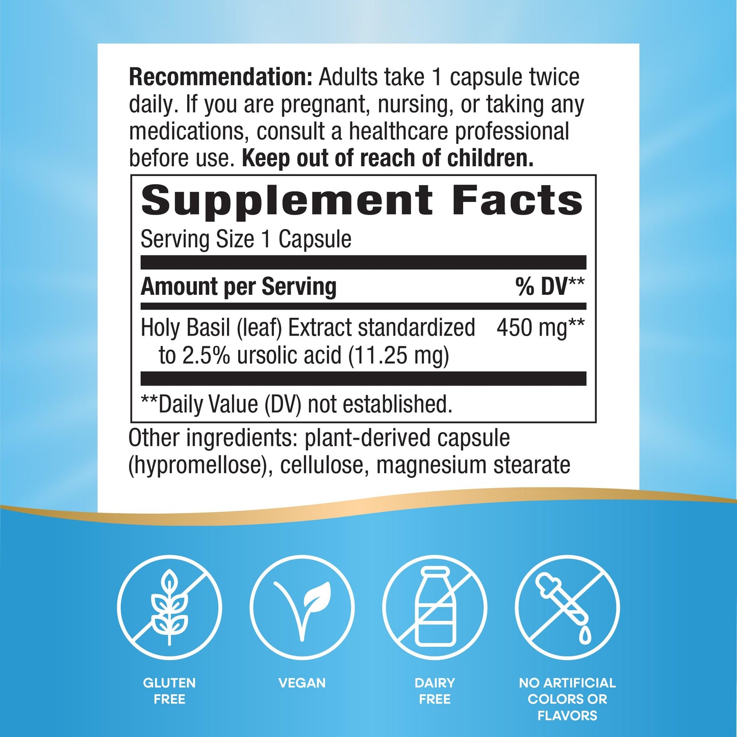 Nature's Way Holy Basil Premium Extract โ Stress Support, Adaptogenic Herb, 450 mg, 60 Vegan Capsules