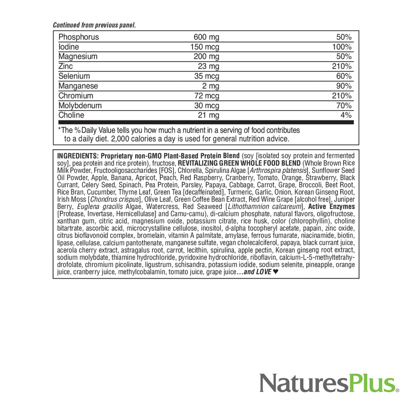 NaturesPlus FRUITEIN Revitalizing Green Foods Shake โ Plant-Based Protein, 16 Servings