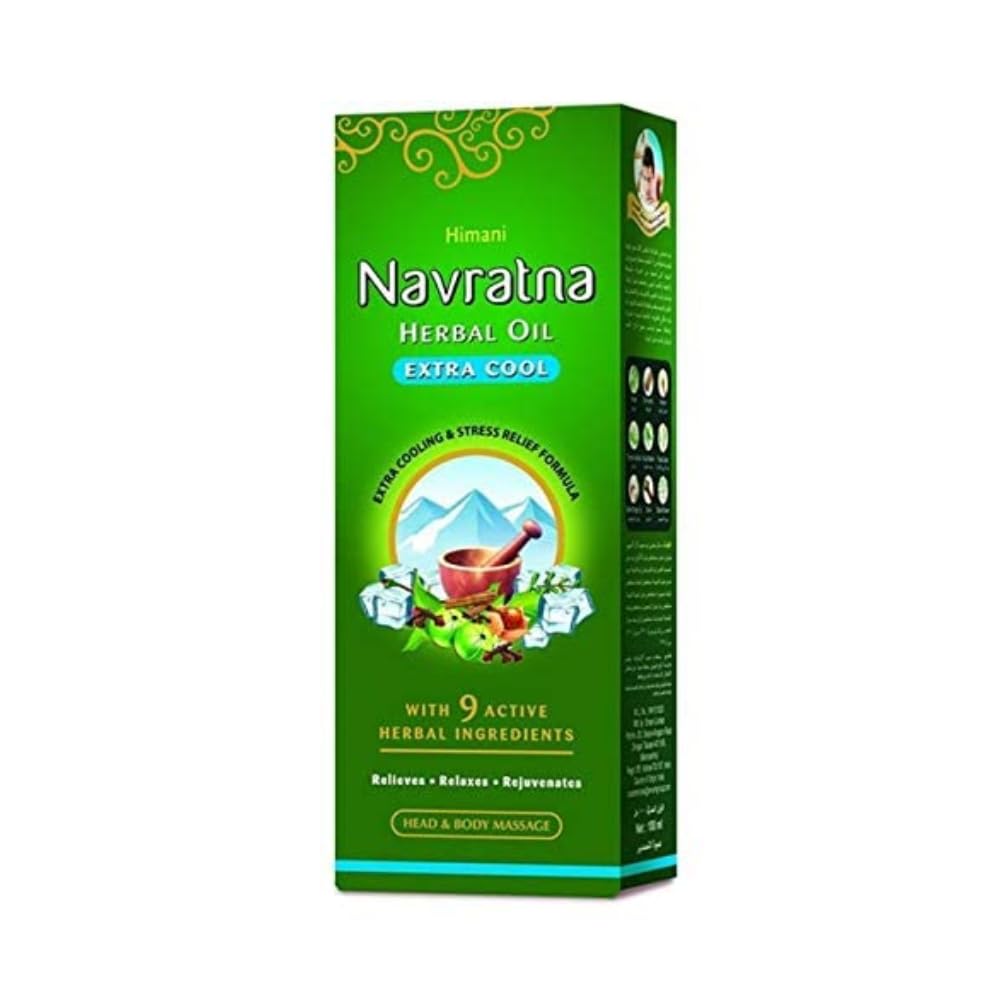 Navratna Ayurvedic Extra Cool Oil โ 9 Herbal Ingredients | Cooling Massage Oil 180 ml