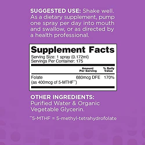 nbpure Methylfolate Vitamin B9 Spray Supplement โ Liquid Folic Acid, 1 oz
